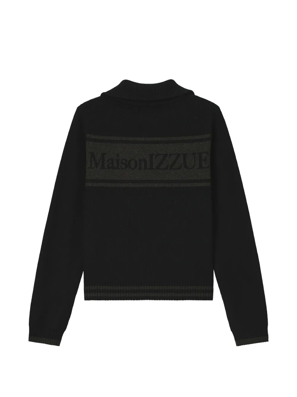 izzue Trui met logo-intarsia en rits Zwart