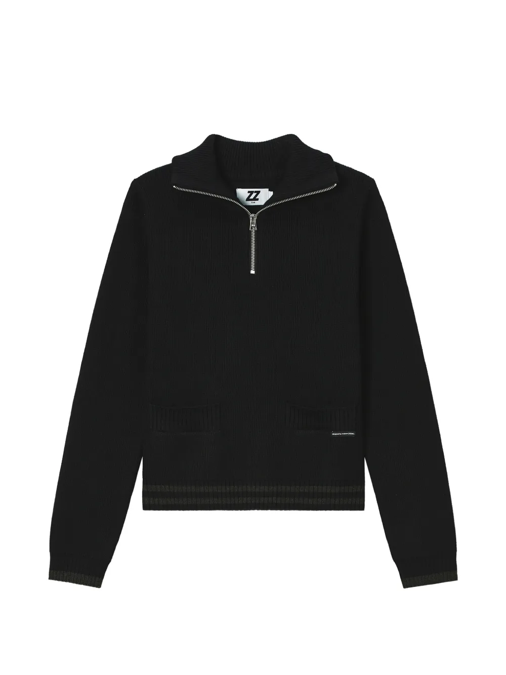 izzue logo-intarsia zip-up sweater