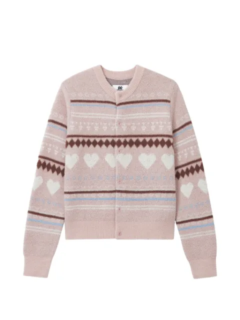 CHOCOOLATE heart-intarsia knitted cardigan