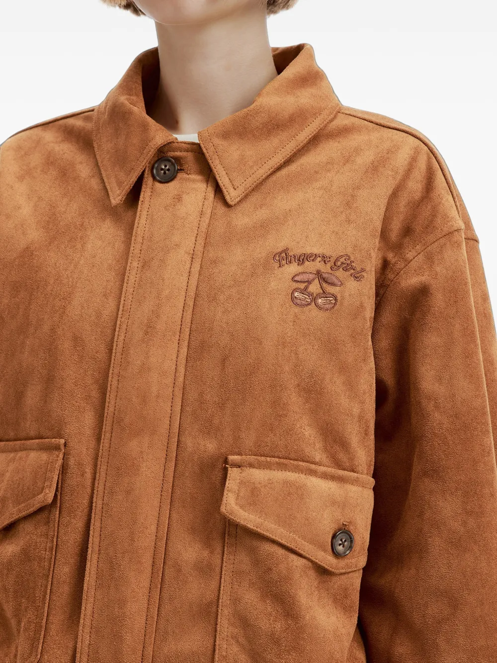 FINGERCROXX Bomberjack met geborduurd logo Bruin