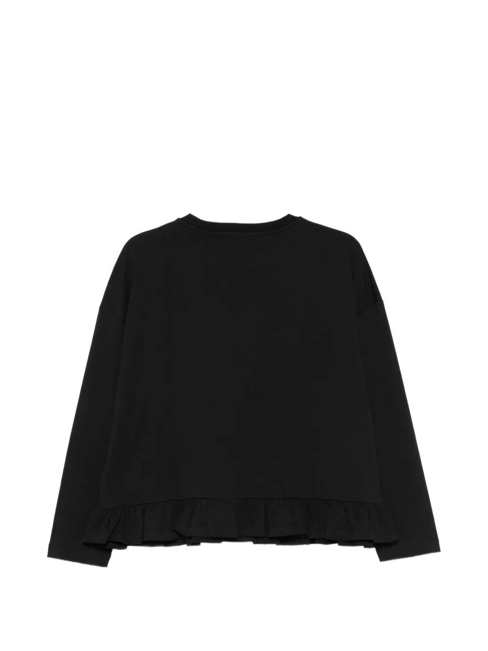 Balmain Kids T-shirt met ruches aan de zoom en logo Zwart
