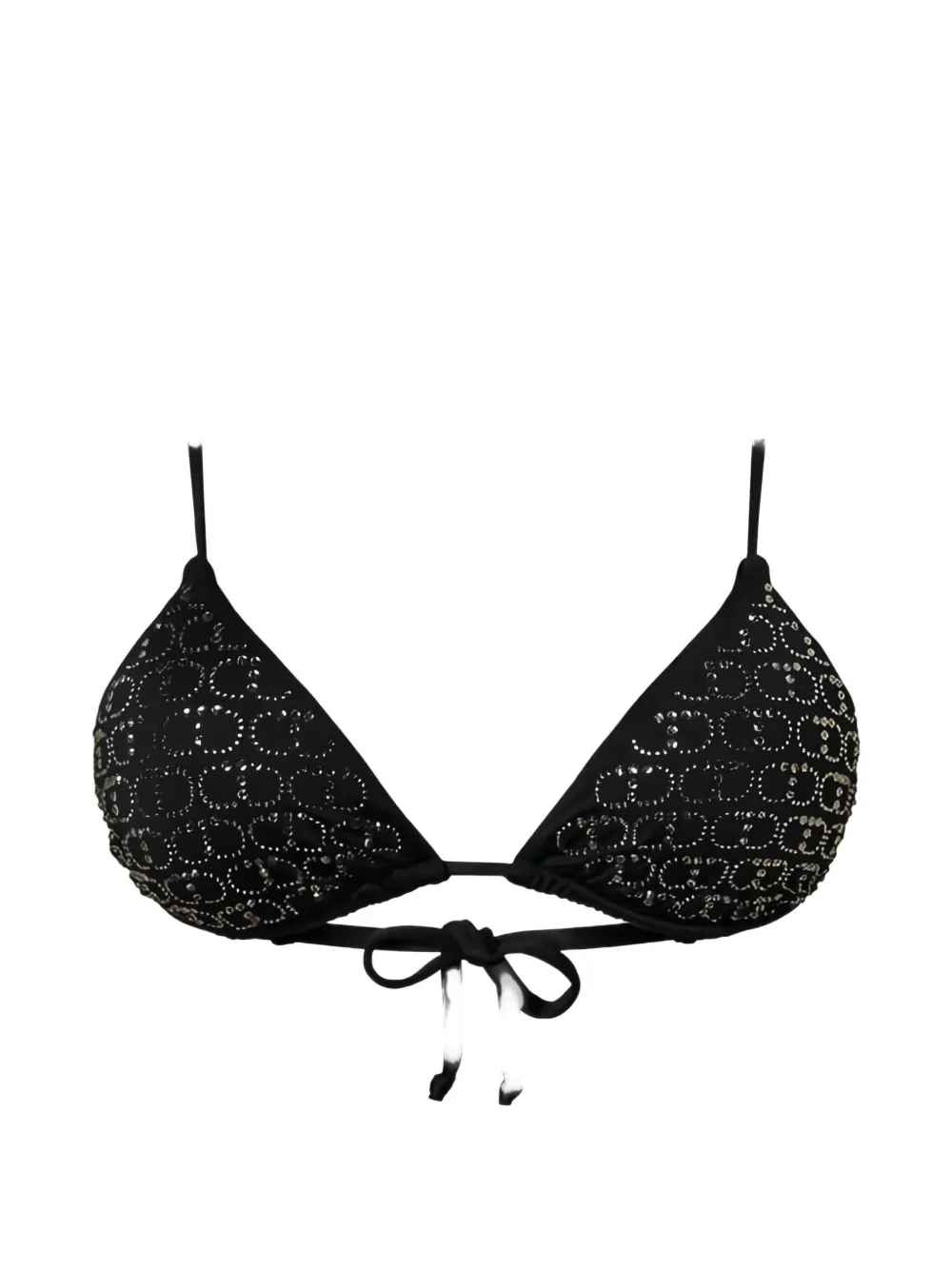 TWINSET Oval T rhinestone-embellished triangle bikini top - Nero