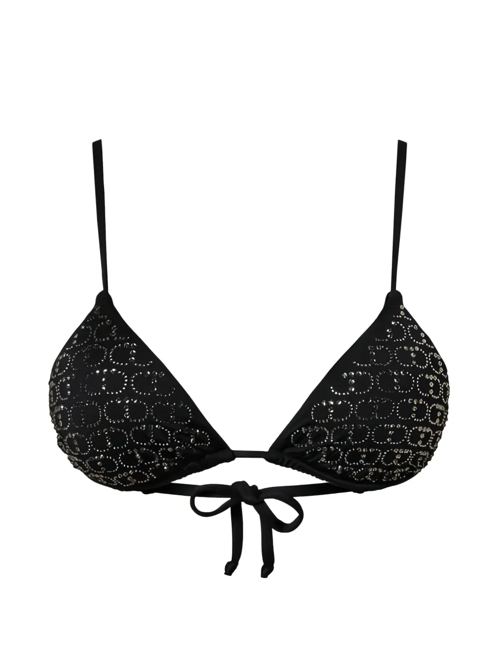 TWINSET Oval T rhinestone-embellished triangle bikini top - Nero