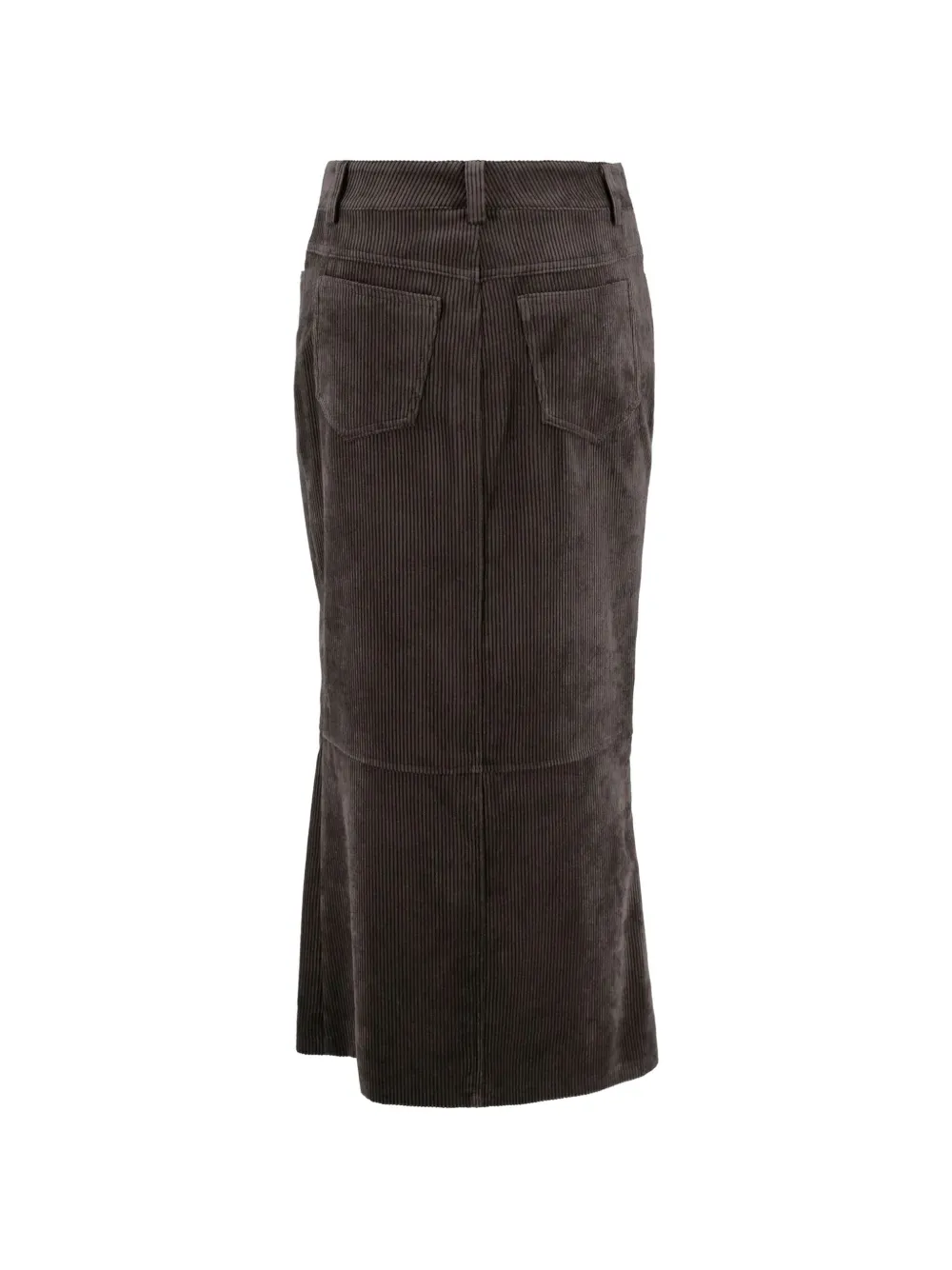 D.Exterior Ribfluwelen midi-rok met split Bruin