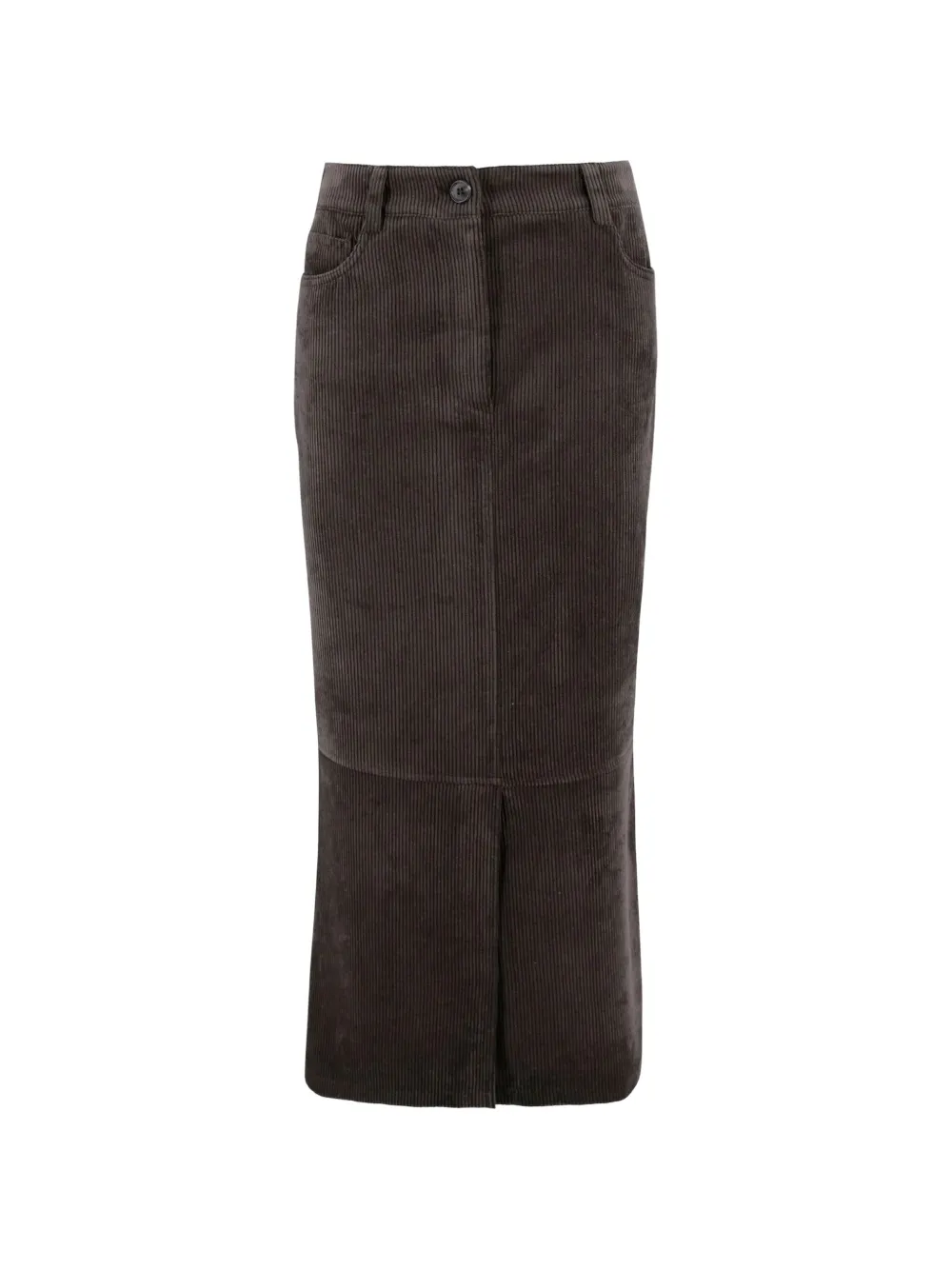 D Exterior Corduroy Midi Skirt In Brown
