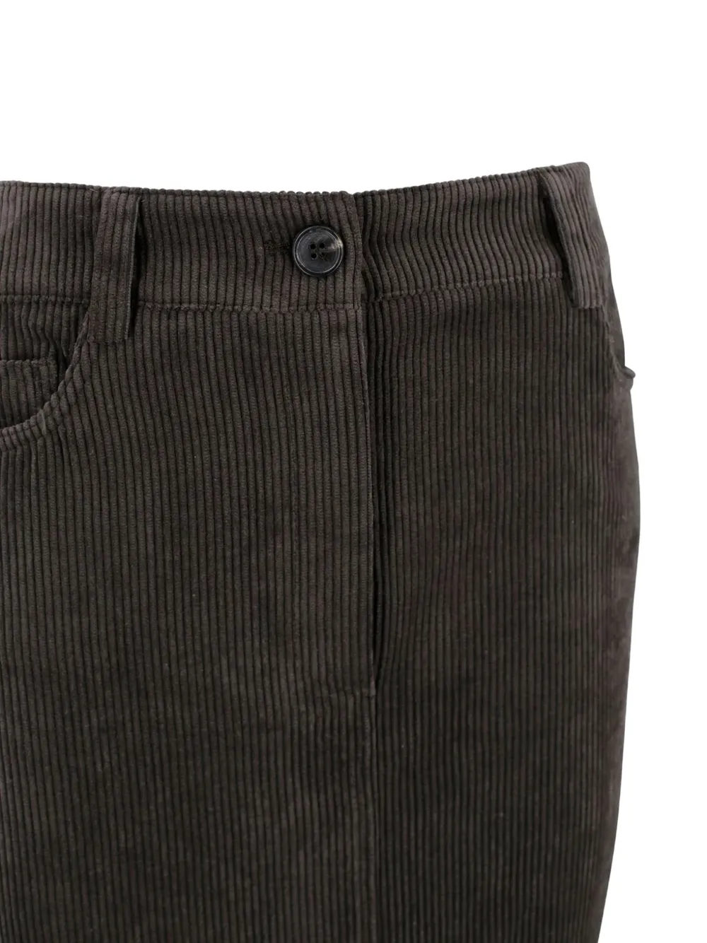 D.Exterior Ribfluwelen midi-rok met split Bruin