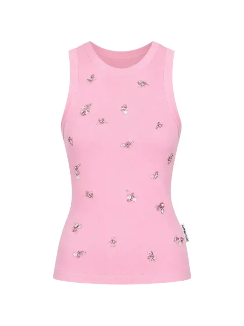 DES PHEMMES crystal-embellished ribbed tank top