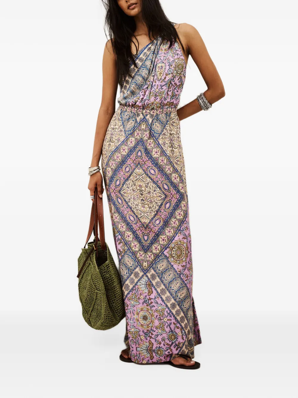Ba&Sh Sienna one-shoulder paisley-print maxi dress Paars