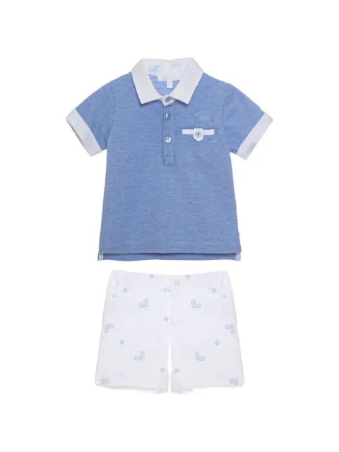 Patachou embroidered polo-shirt and shorts set