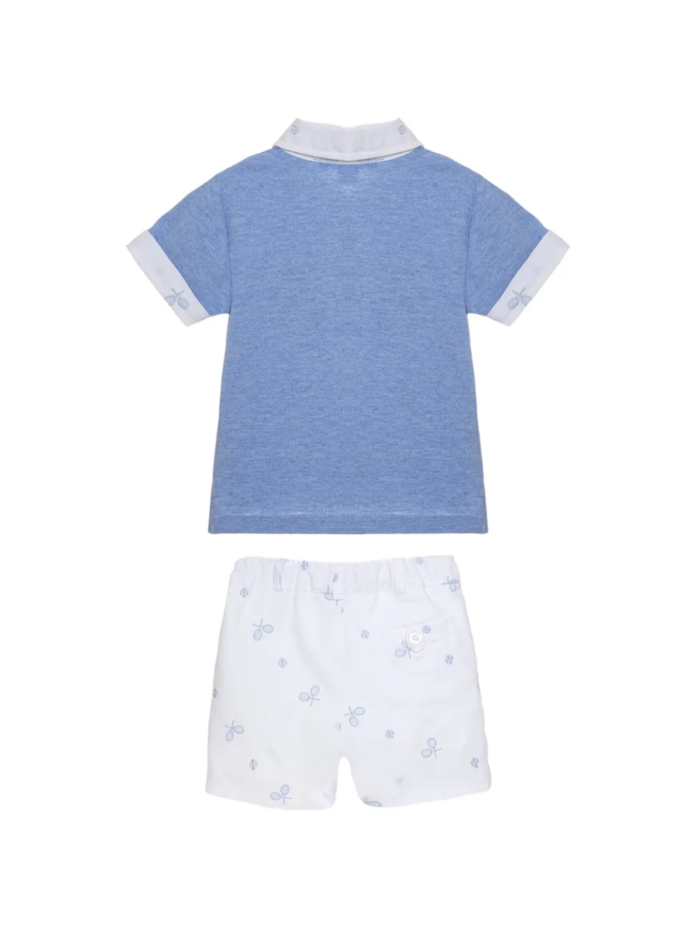 Patachou Poloshirt en shorts met borduurwerk Blauw