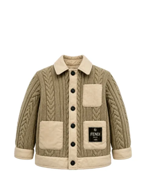 Fendi Kids cable-knit panelled jacket