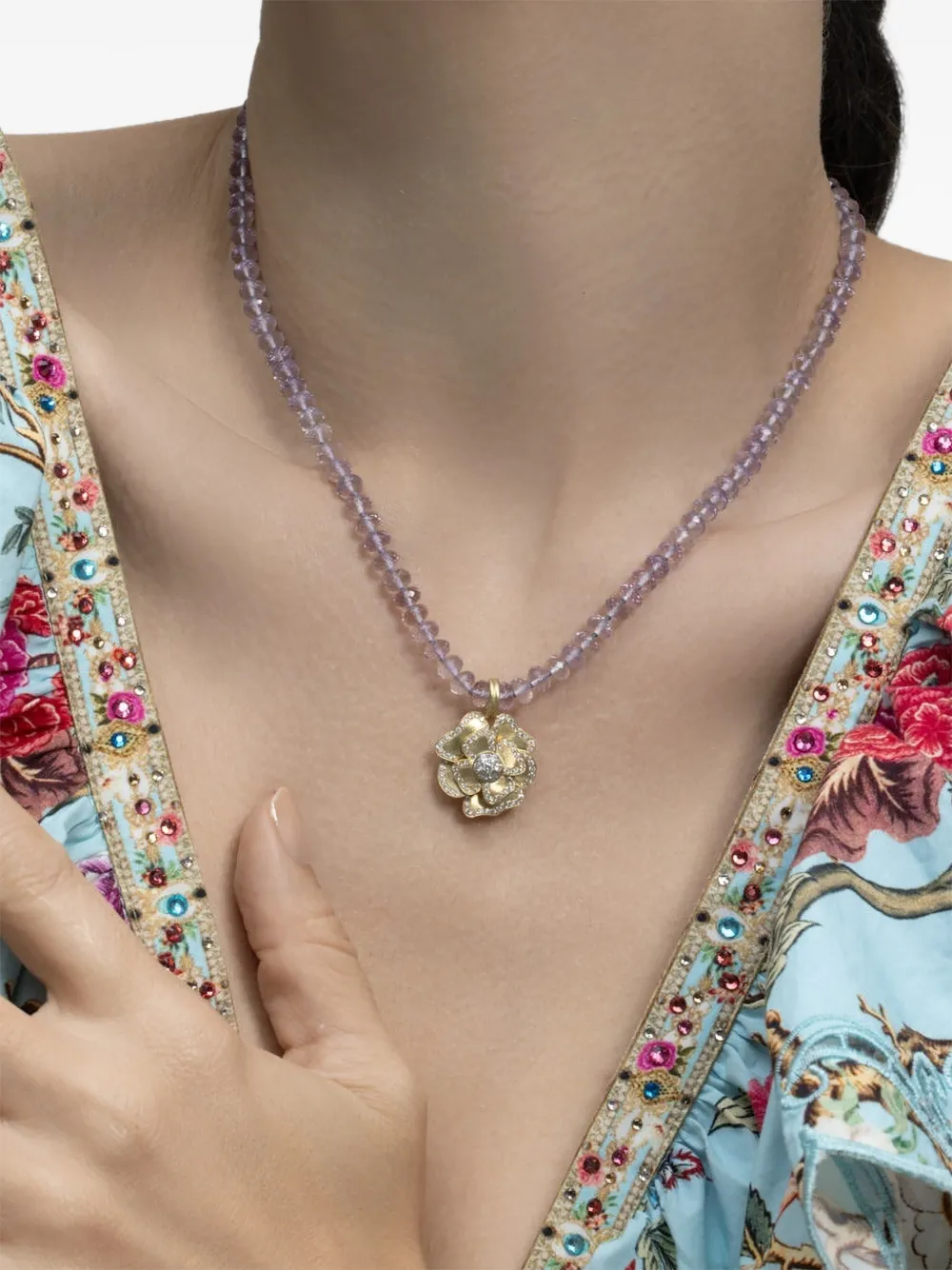 Irene Neuwirth Candy Rose of France Amethyst Beaded Necklace in Gold, view 3