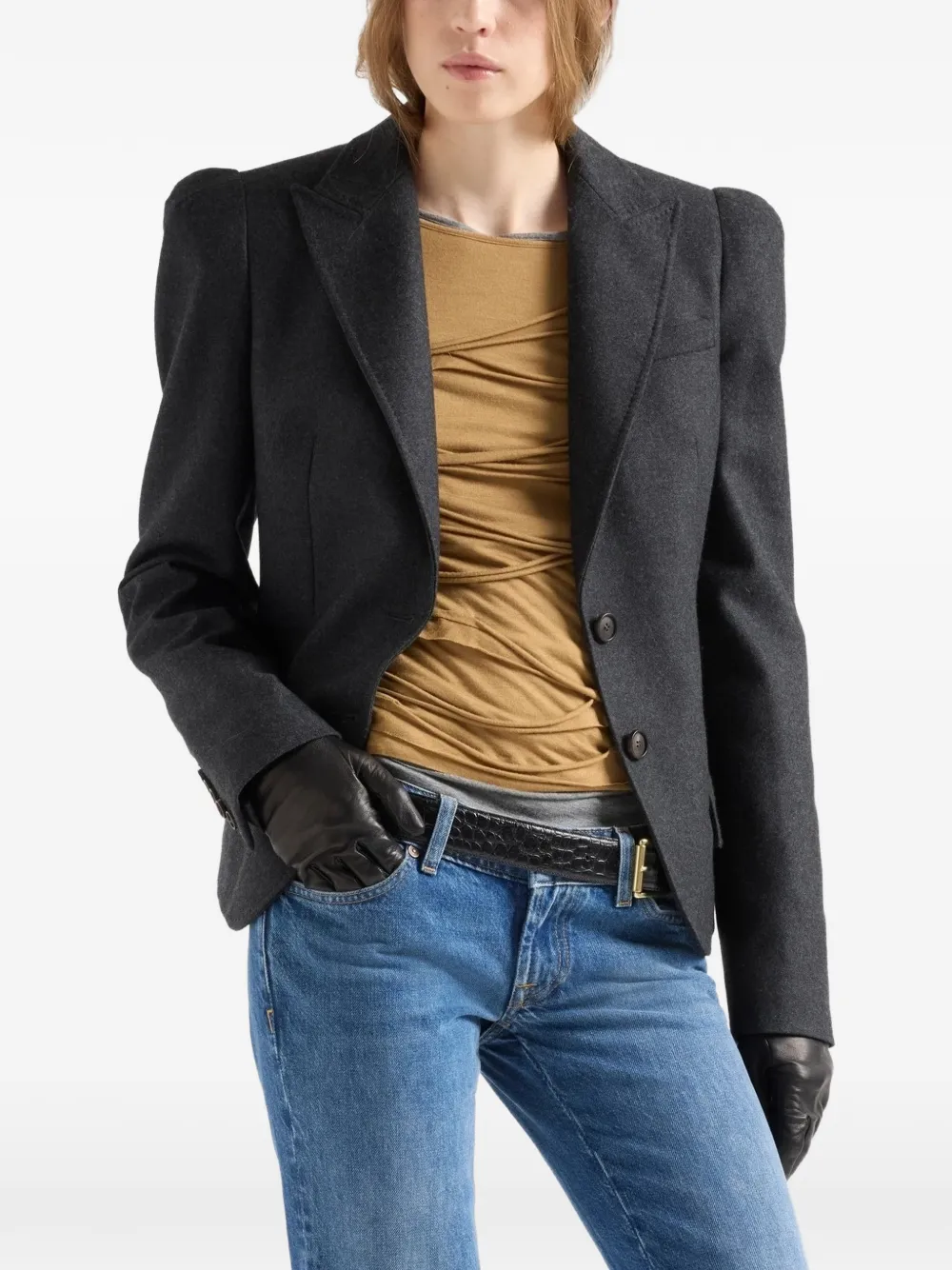 7 For All Mankind high-shoulder blazer Grijs