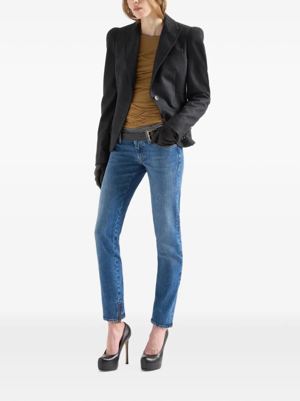 7 For All Mankind high-shoulder blazer Grijs