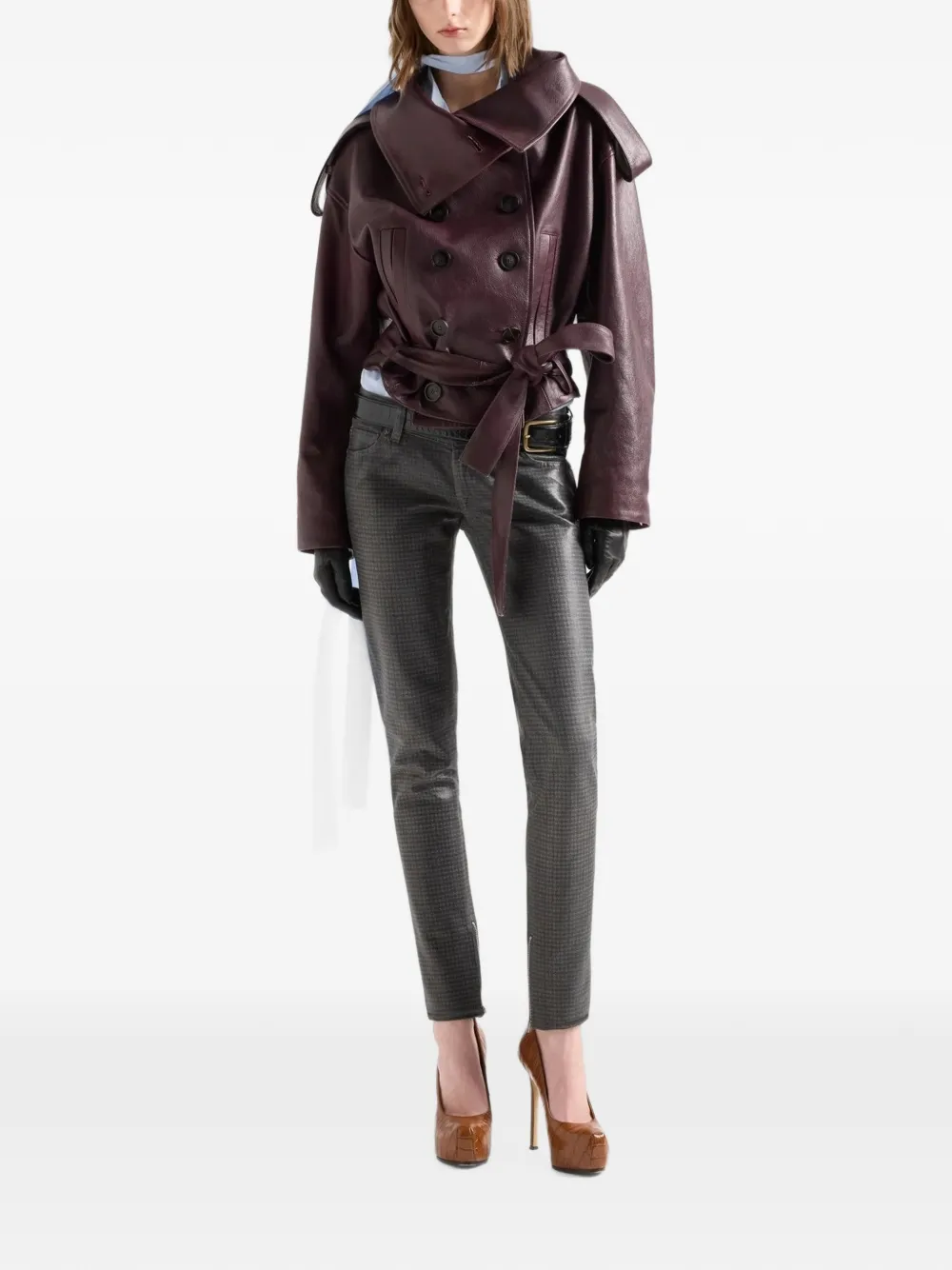 7 For All Mankind Leren jack met dubbele rij knopen Rood