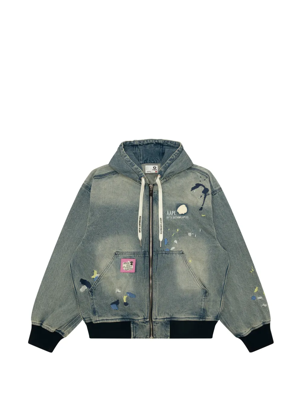 AAPE BY *A BATHING APE® hooded denim jacket - Blu