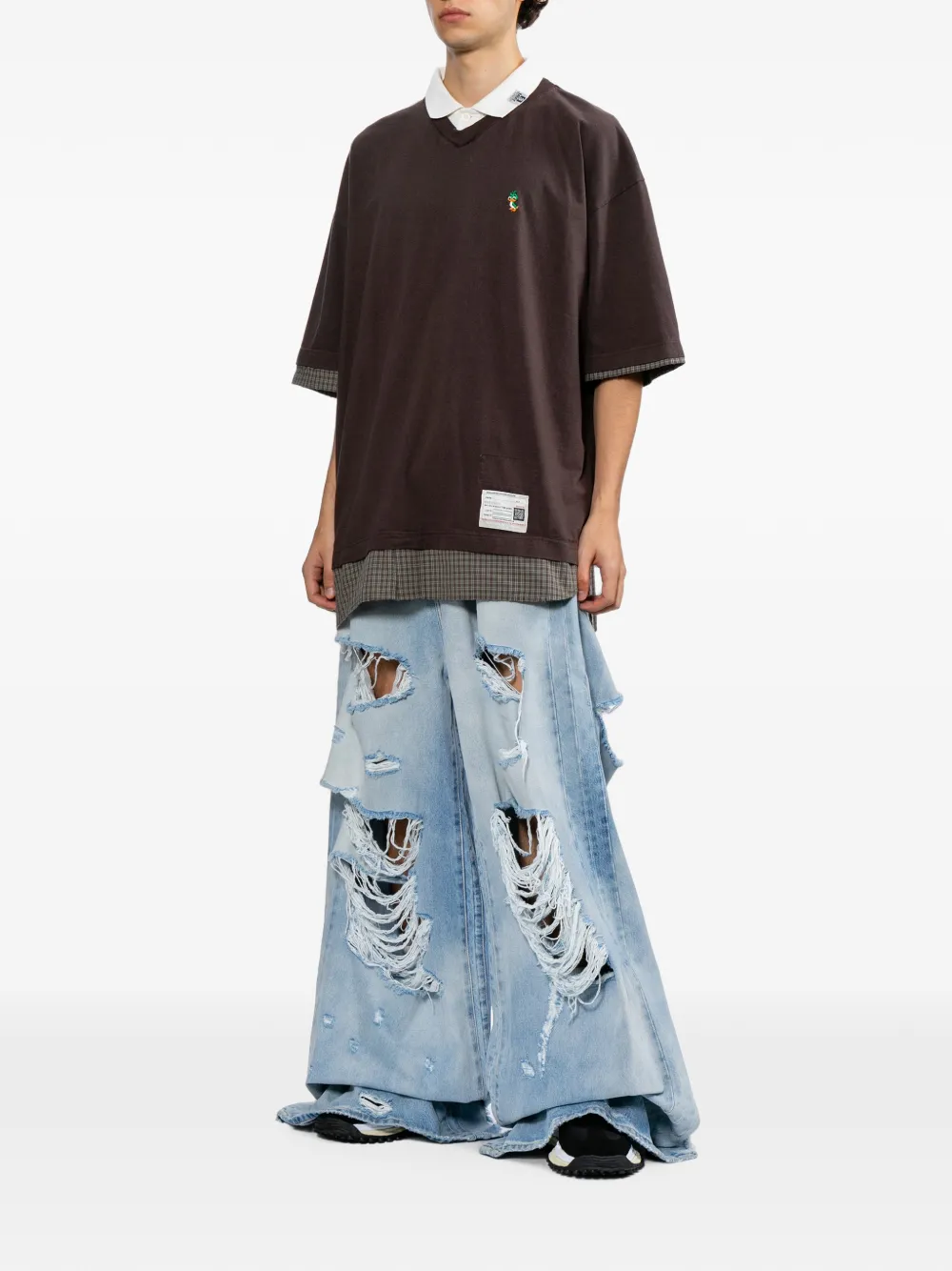 Maison MIHARA YASUHIRO Drielaags T-shirt met geborduurde eend Bruin