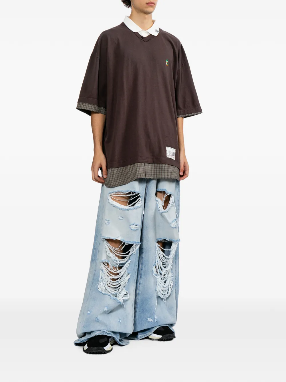 Maison MIHARA YASUHIRO Drielaags T-shirt met geborduurde eend Bruin