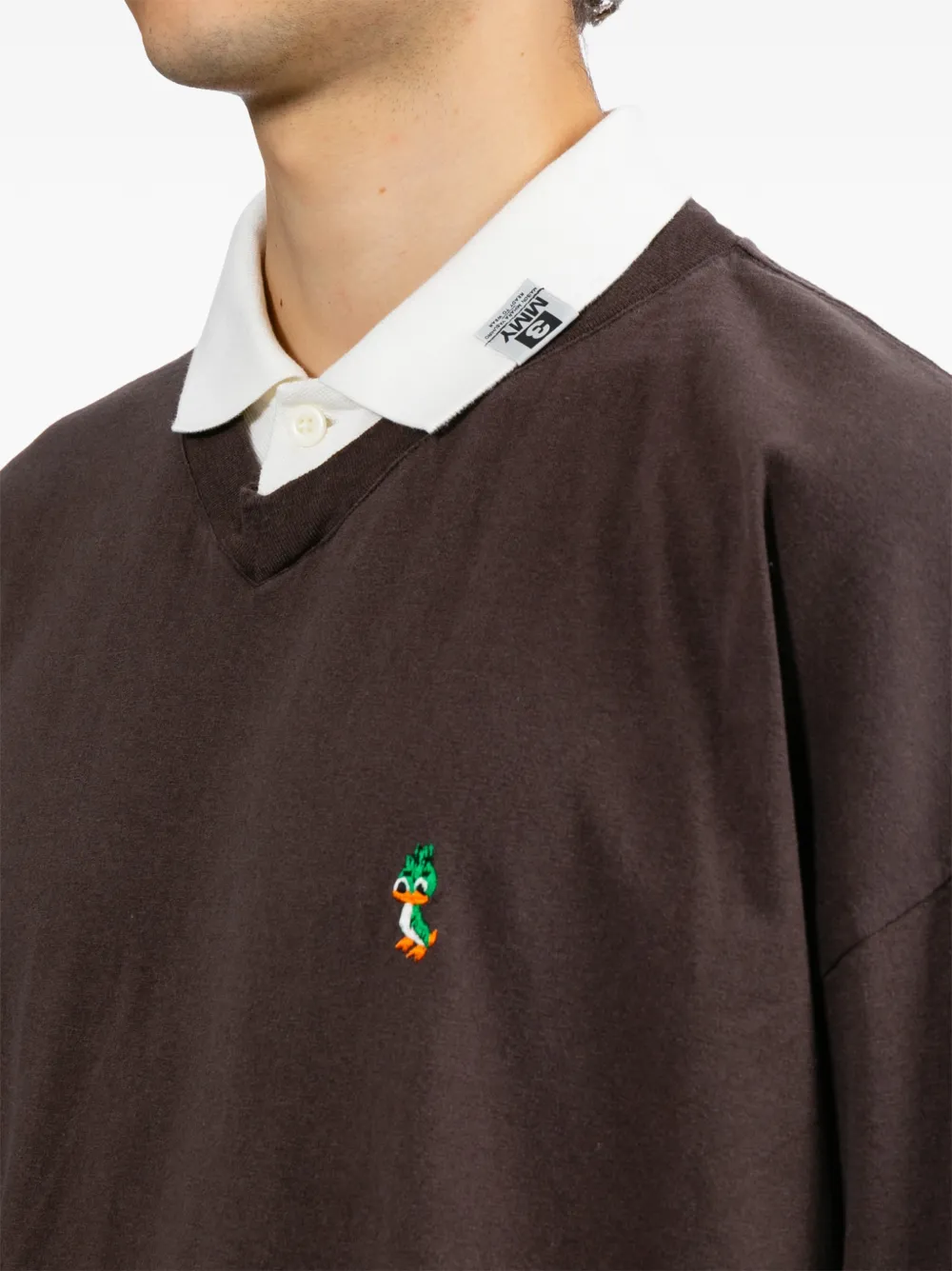 Maison MIHARA YASUHIRO Drielaags T-shirt met geborduurde eend Bruin