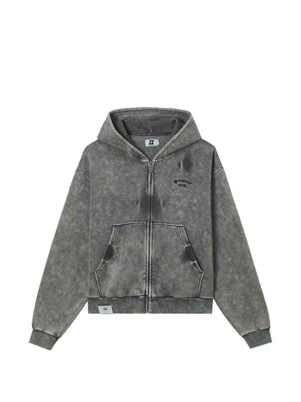izzue logo-embroidered acid-wash hoodie