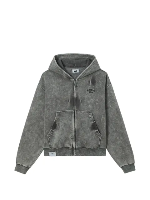 izzue logo-embroidered acid-wash hoodie