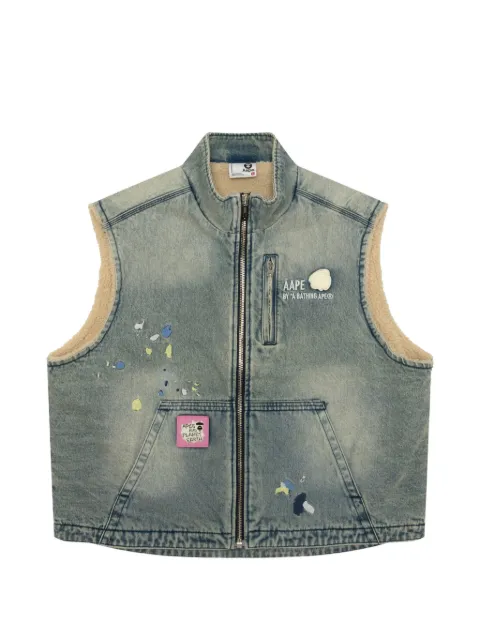 AAPE BY *A BATHING APE® paint-splatter denim gilet