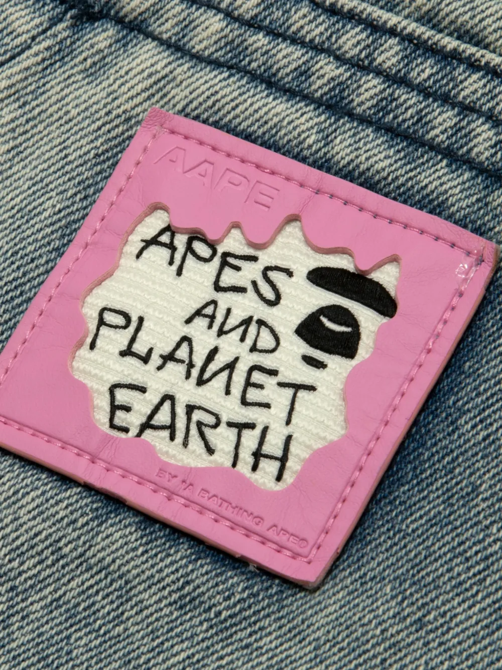 AAPE BY *A BATHING APE paint-splatter denim gilet Blauw
