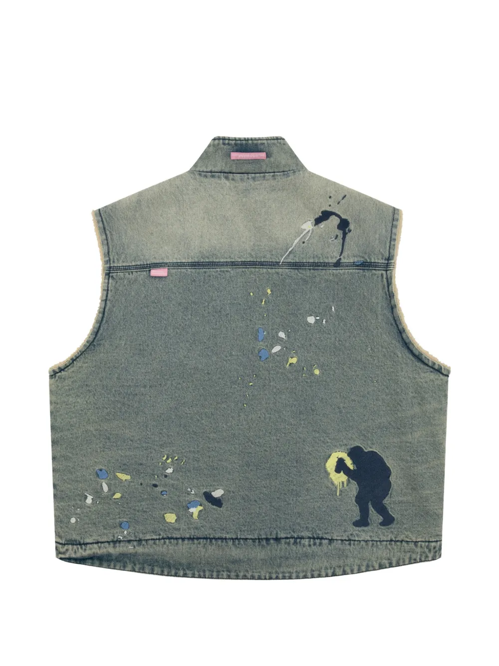 AAPE BY *A BATHING APE paint-splatter denim gilet Blauw
