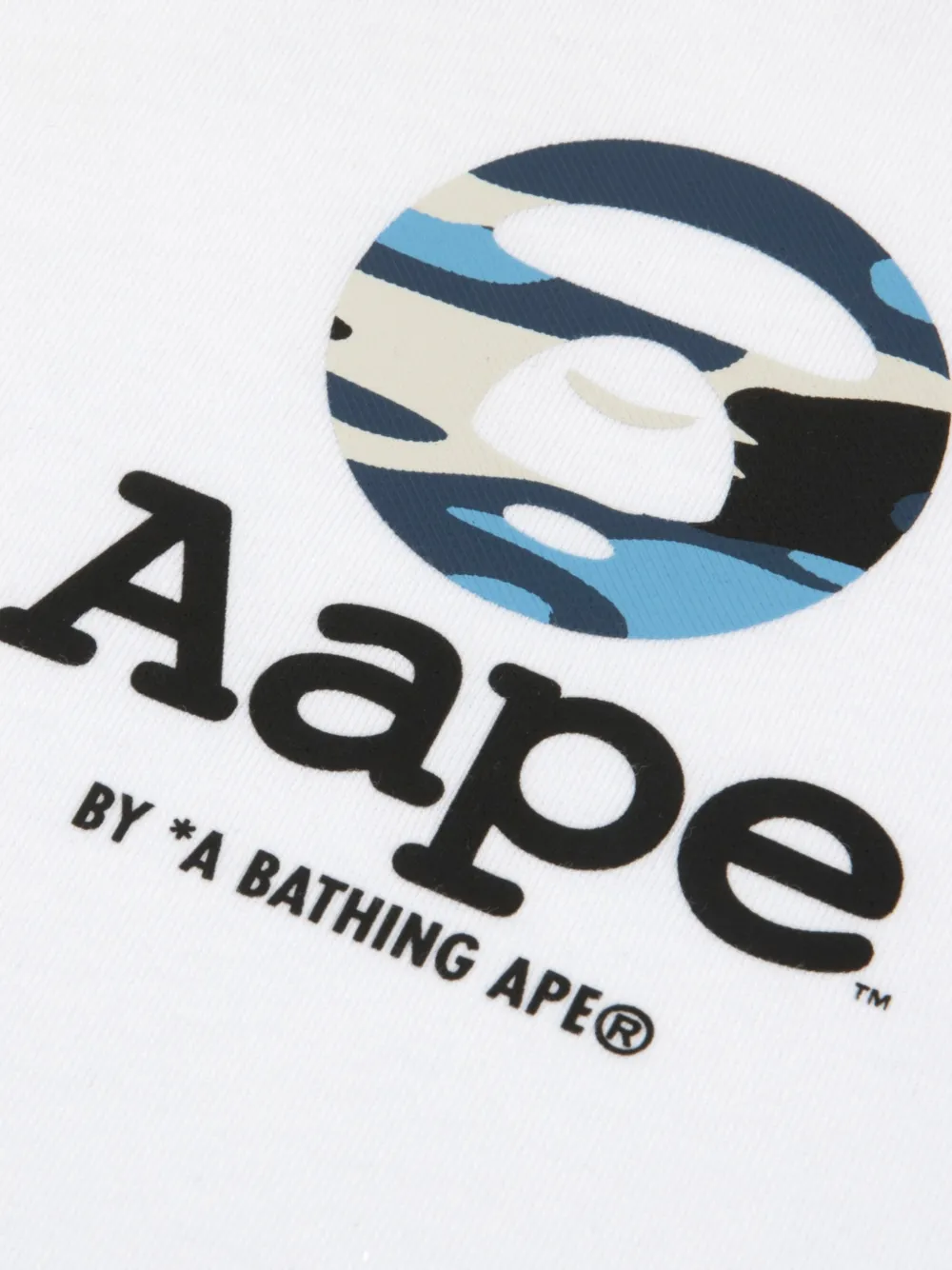 AAPE BY *A BATHING APE T-shirt met camouflage-print en logo-print Wit