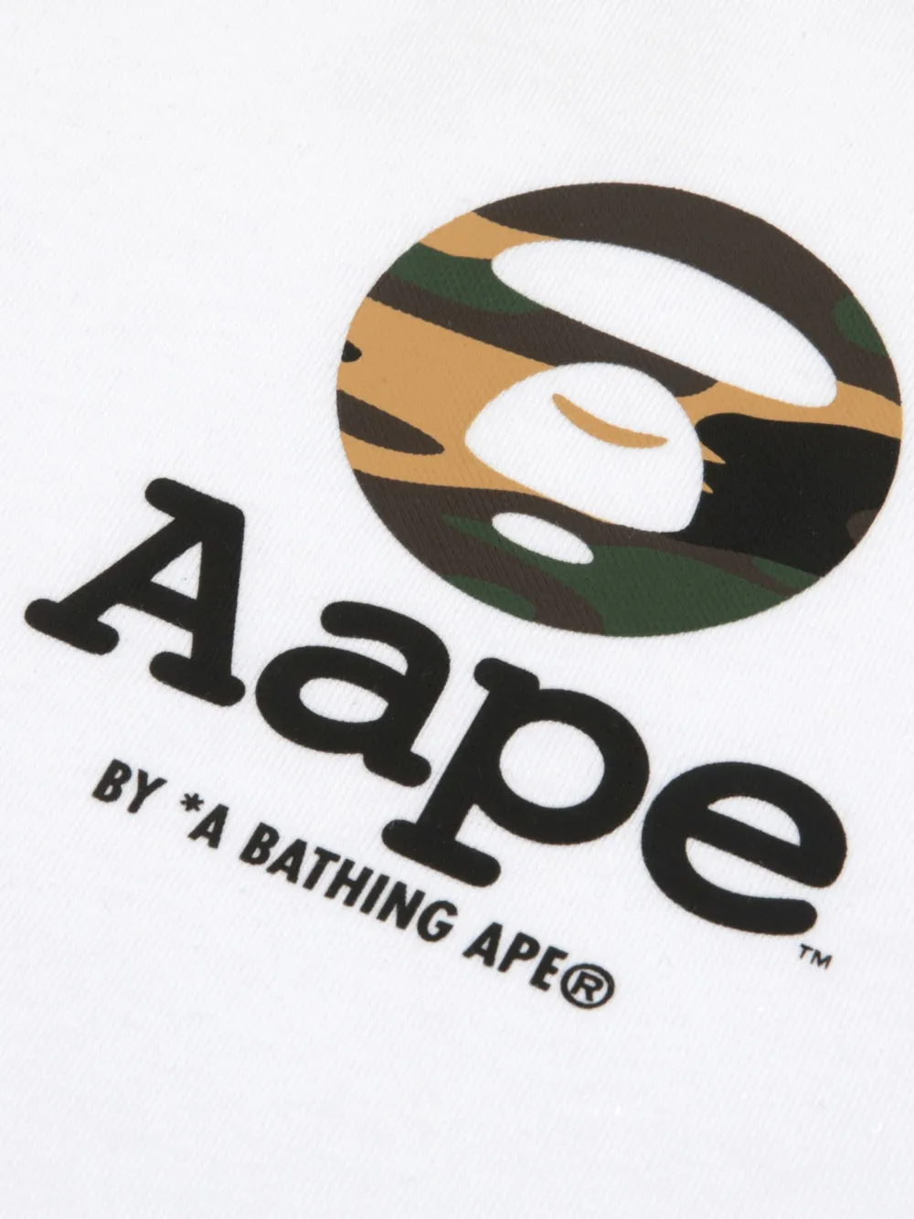 AAPE BY *A BATHING APE T-shirt met camouflage-print en logo-print Wit