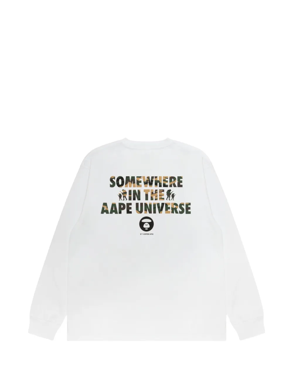 AAPE BY *A BATHING APE T-shirt met camouflage-print en logo-print Wit