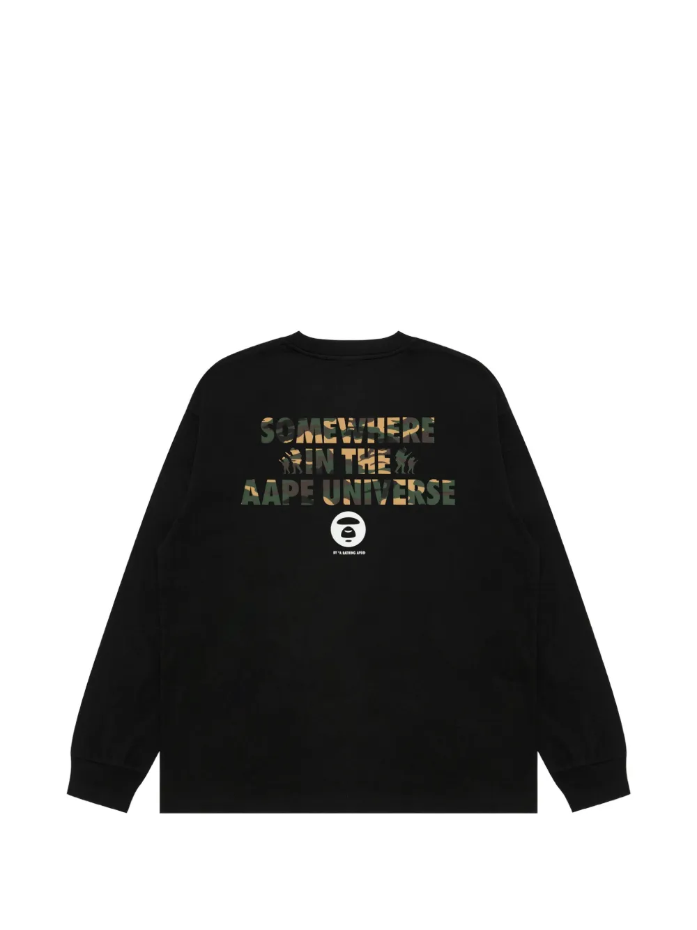 AAPE BY *A BATHING APE T-shirt met camouflage-print en logo-print Zwart