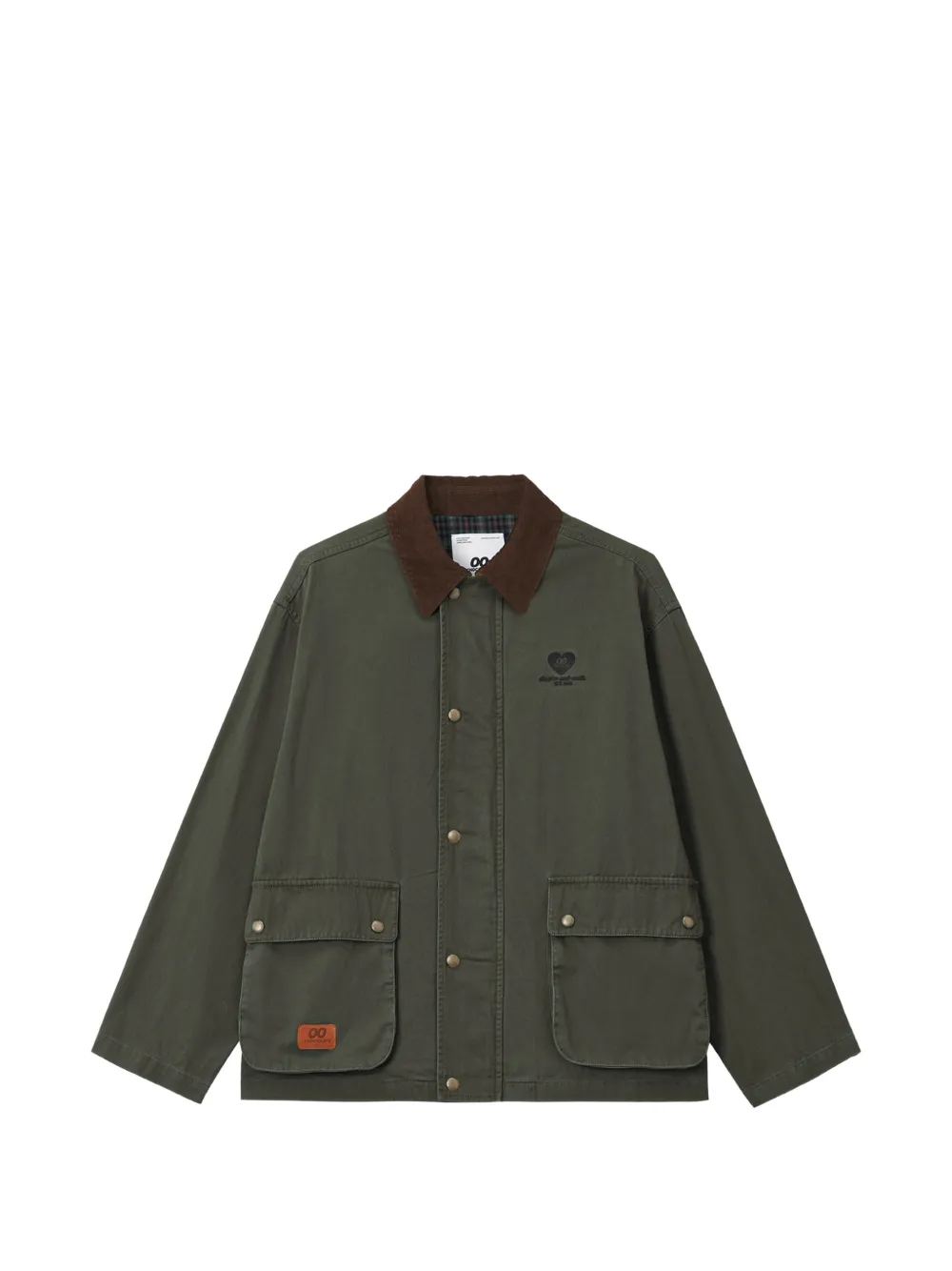 Chocoolate Corduroy-collar Patch-pocket Jacket In Green
