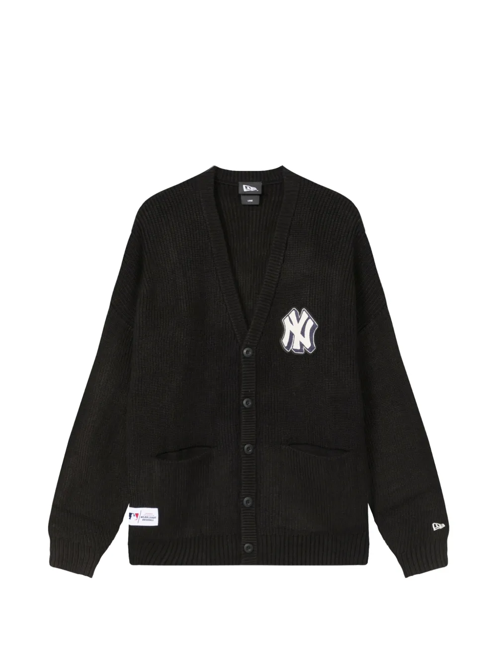 NEW ERA CAP logo-patch knit cardigan - Black
