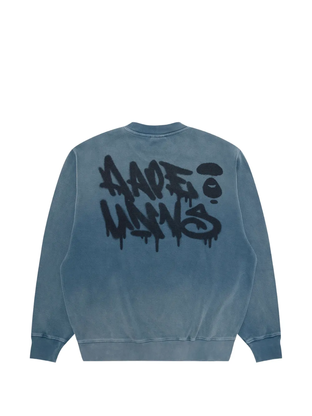 AAPE BY *A BATHING APE denim-patch graffiti-print sweater Blauw