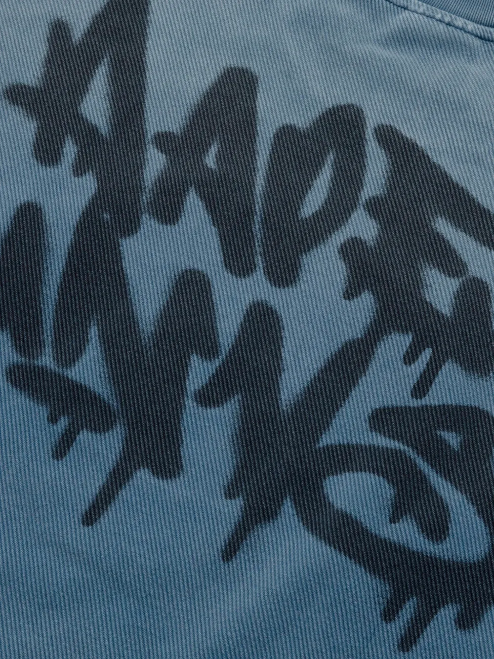 AAPE BY *A BATHING APE denim-patch graffiti-print sweater Blauw