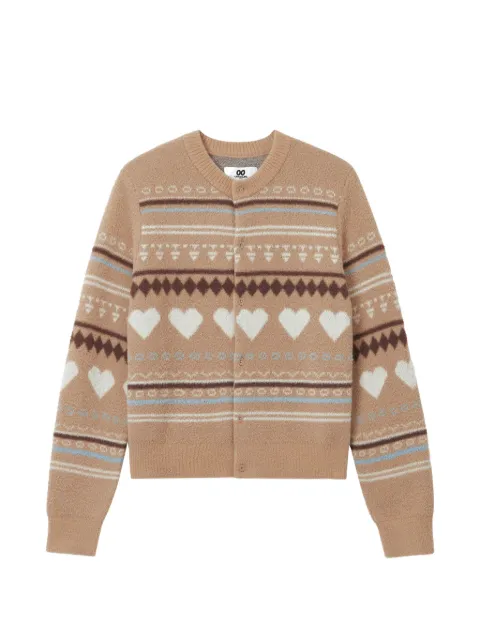 CHOCOOLATE Fair Isle heart-intarsia cardigan