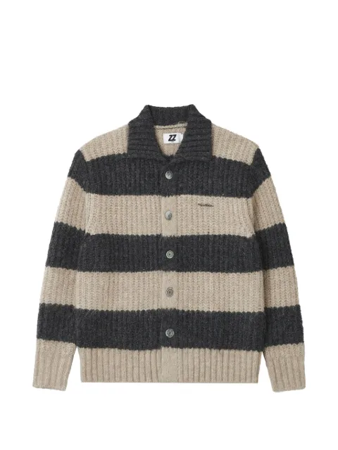 izzue striped ribbed-knit cardigan