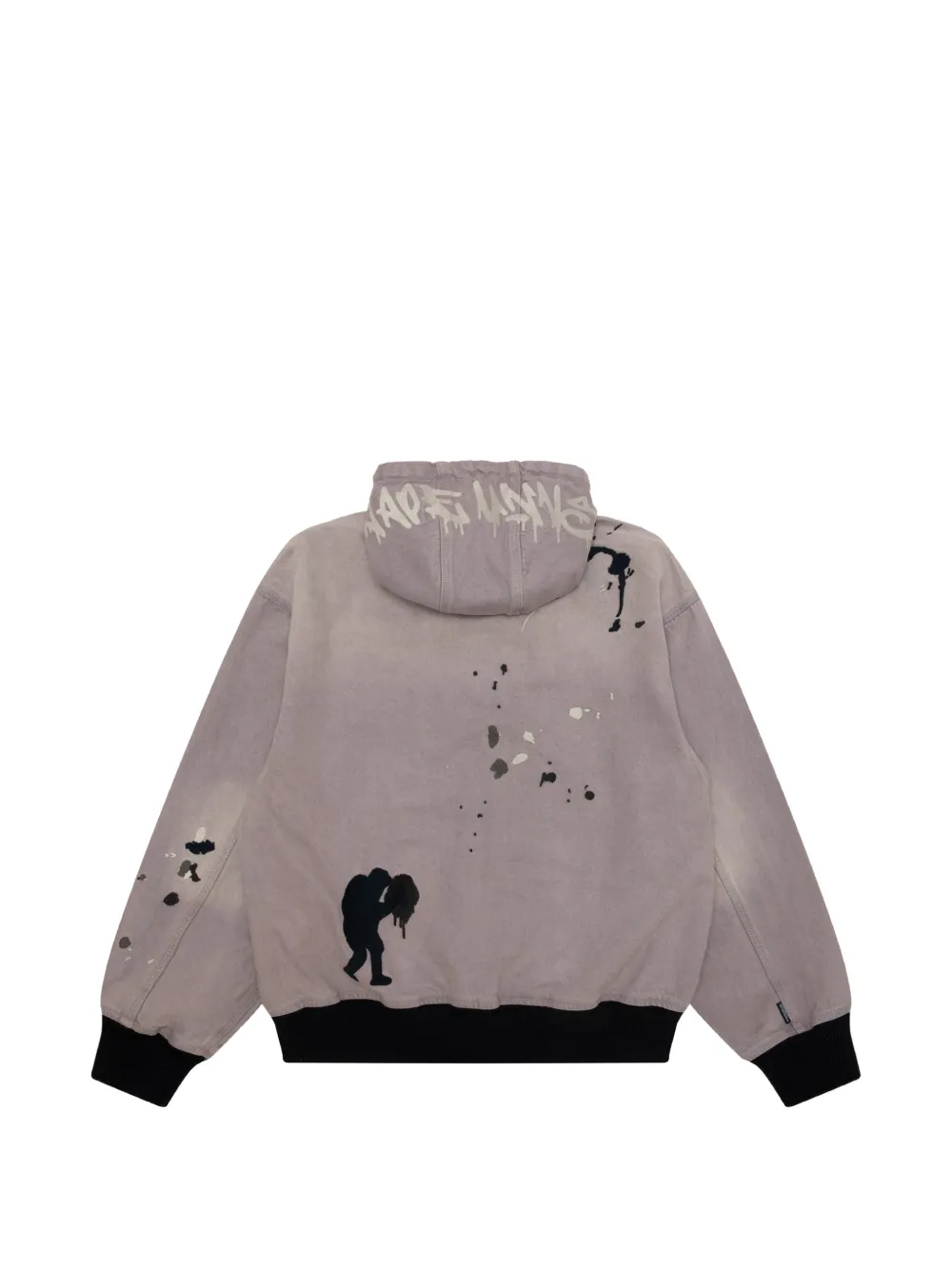 AAPE BY *A BATHING APE paint-splatter drawstring-hood jacket Grijs