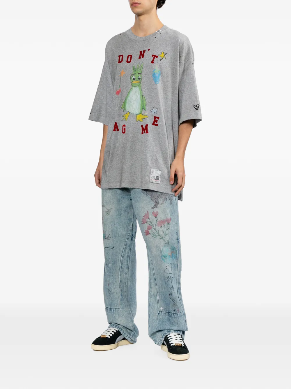 Maison MIHARA YASUHIRO Leon T-shirt met doodle-print Grijs
