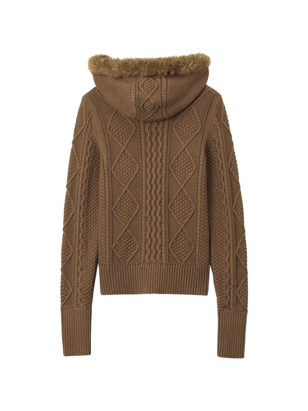 izzue Hoodie met kabelgebreide print Bruin