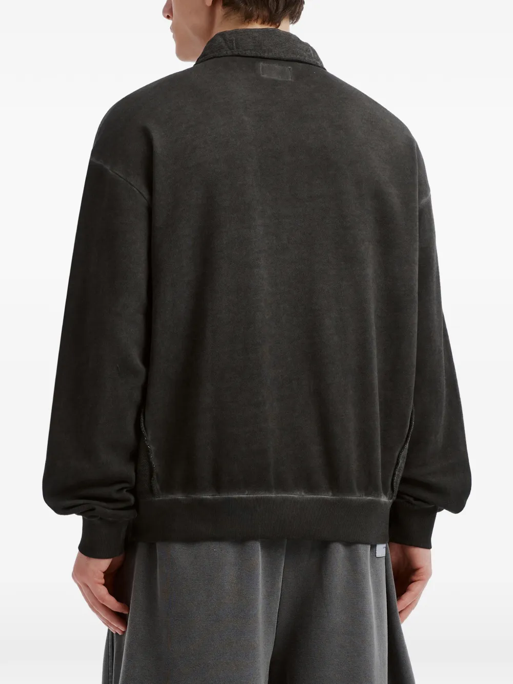 izzue Sweater met ribfluwelen kraag en geborduurd logo Zwart