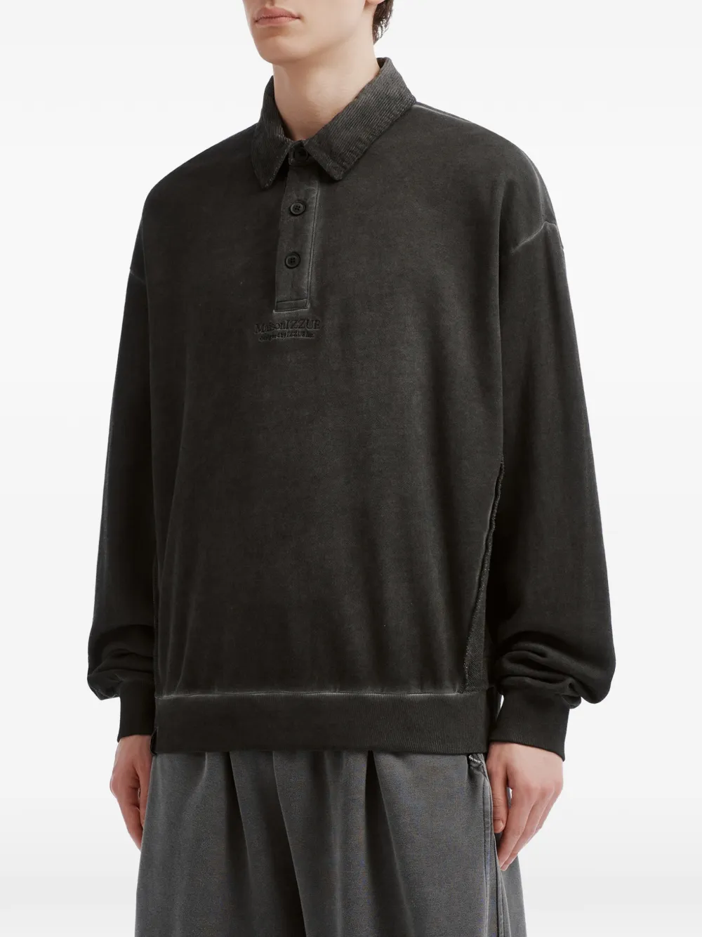 izzue Sweater met ribfluwelen kraag en geborduurd logo Zwart