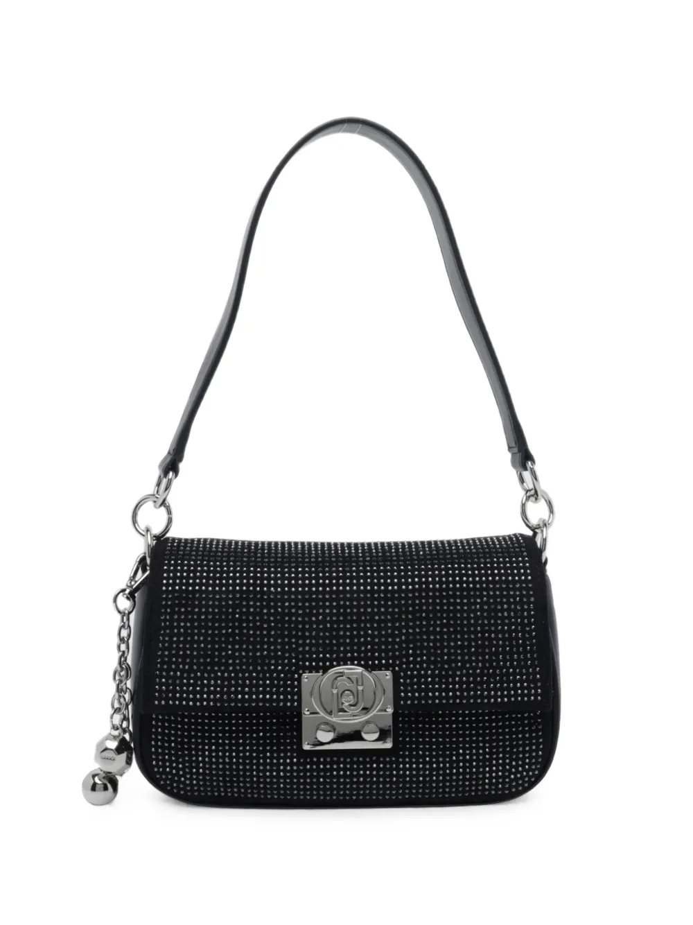 Liu •jo Rhinestone-embellished Shoulder Bag In Black