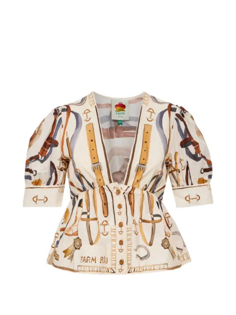 FARM Rio puff-sleeve blouse
