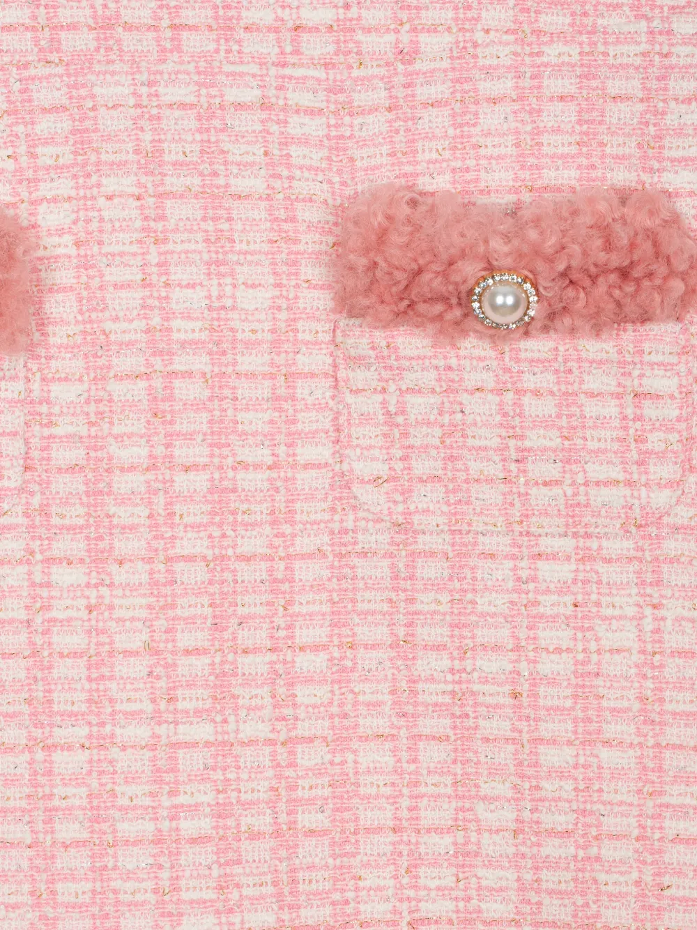 Patachou faux-fur trim bouclé skirt Roze