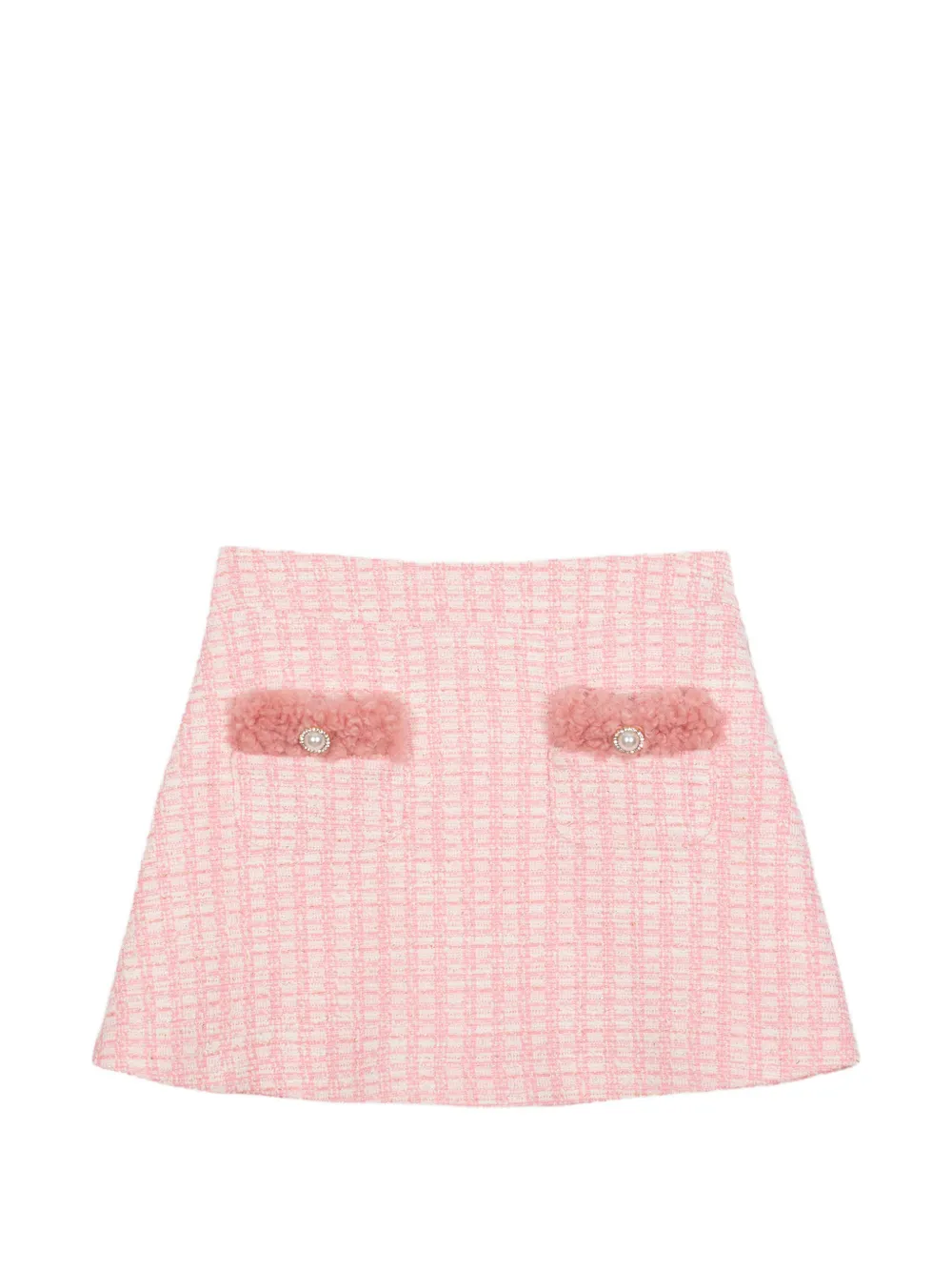 Patachou faux-fur trim bouclé skirt - Rosa