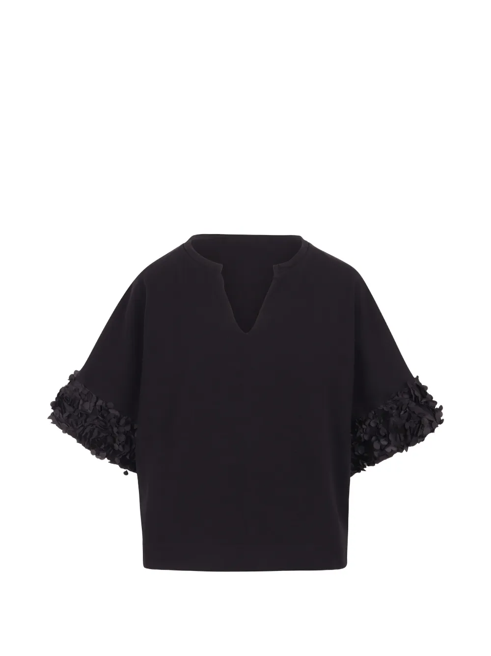 Noumeno Concetp floral-appliqué split-neck blouse