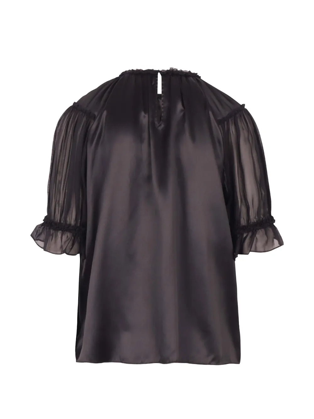 Ulla Johnson Alina blouse van zijdesatijn met ruches Zwart