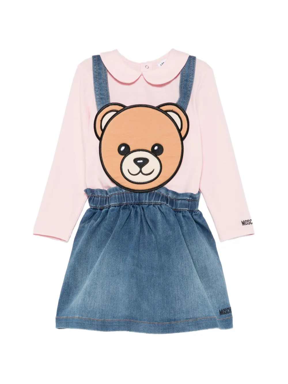 Moschino Kids ensemble robe Teddy Bear en jean - Rose